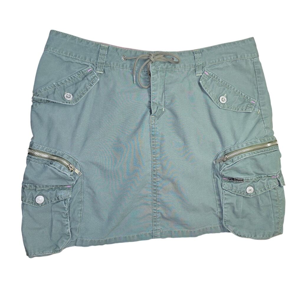 Y2k Utility Cargo Mini Skirt Union Bay Green Womens Size 9